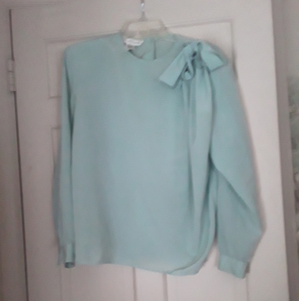 Gloria Vanderbilt Mint Green Dress Blouse Size 10
